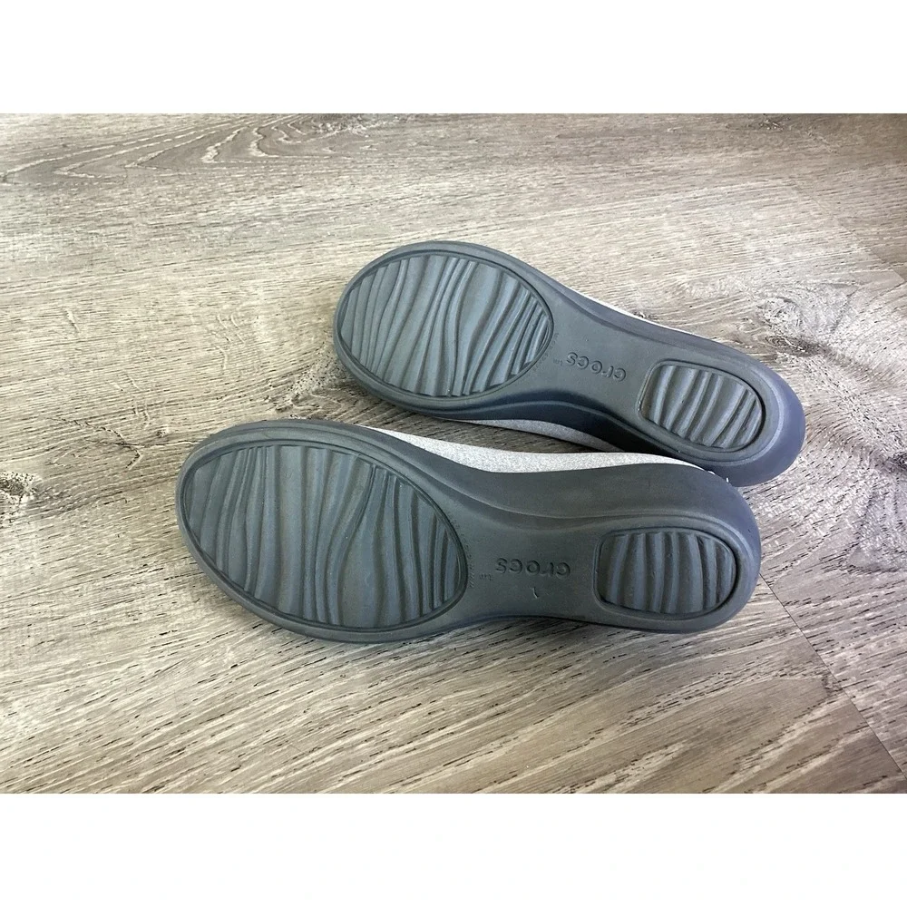 Crocs Shoes Women's Size 7 Heathered Gray Pull On Busy Day Ballet Wedge Casual